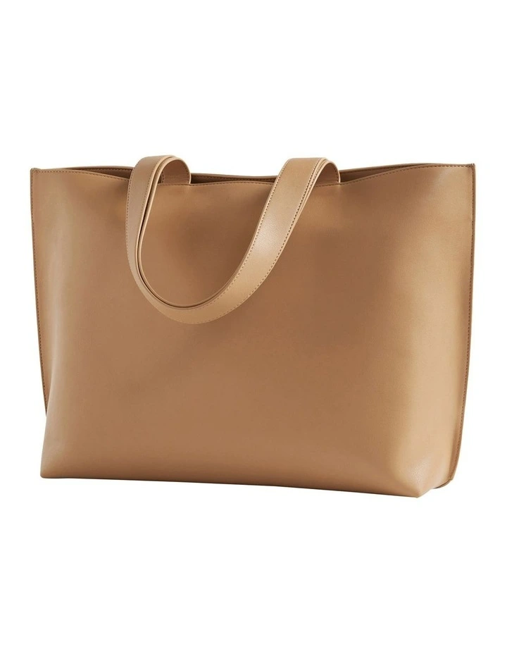 Logo Detail Tote in Caramel image 3