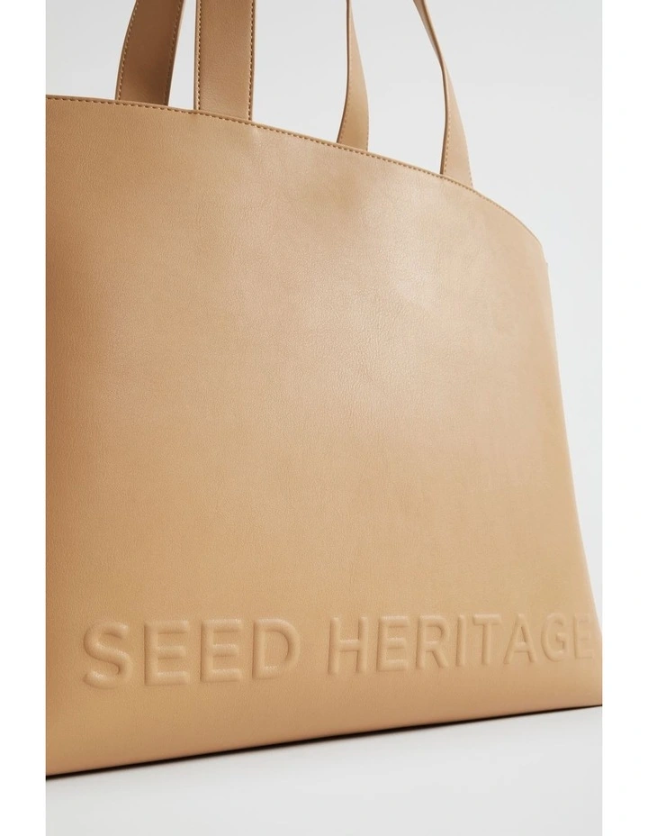 Logo Detail Tote in Caramel image 4