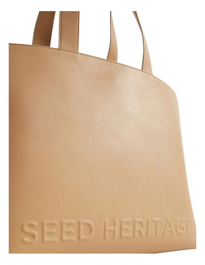 Logo Detail Tote in Caramel image 4