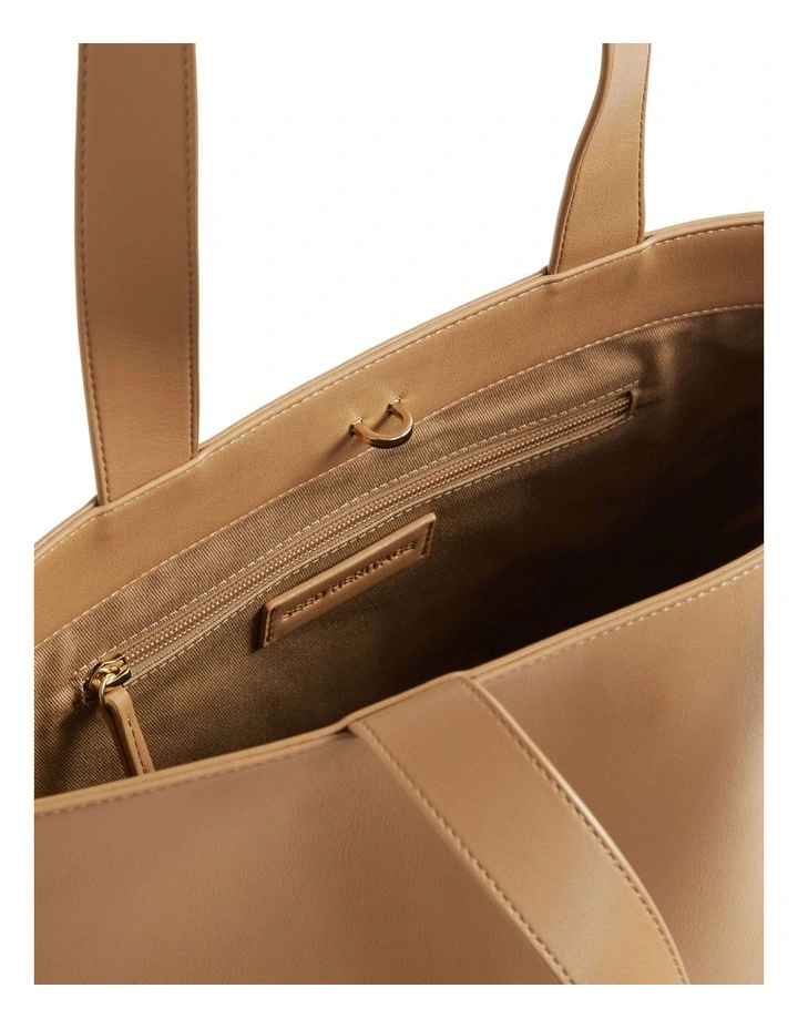 Logo Detail Tote in Caramel image 5