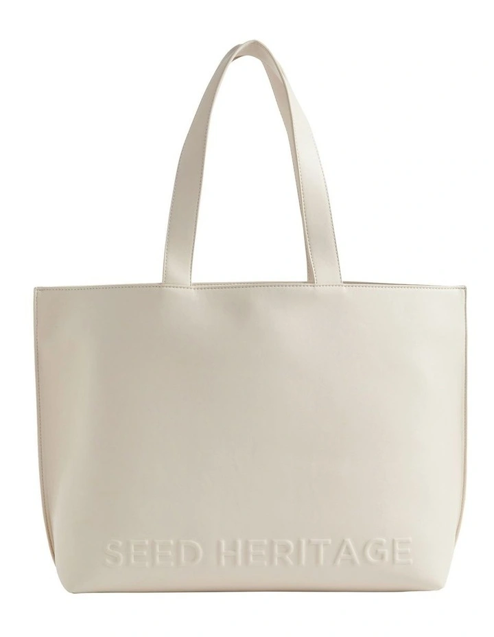 Logo Detail Tote in Stone image 1