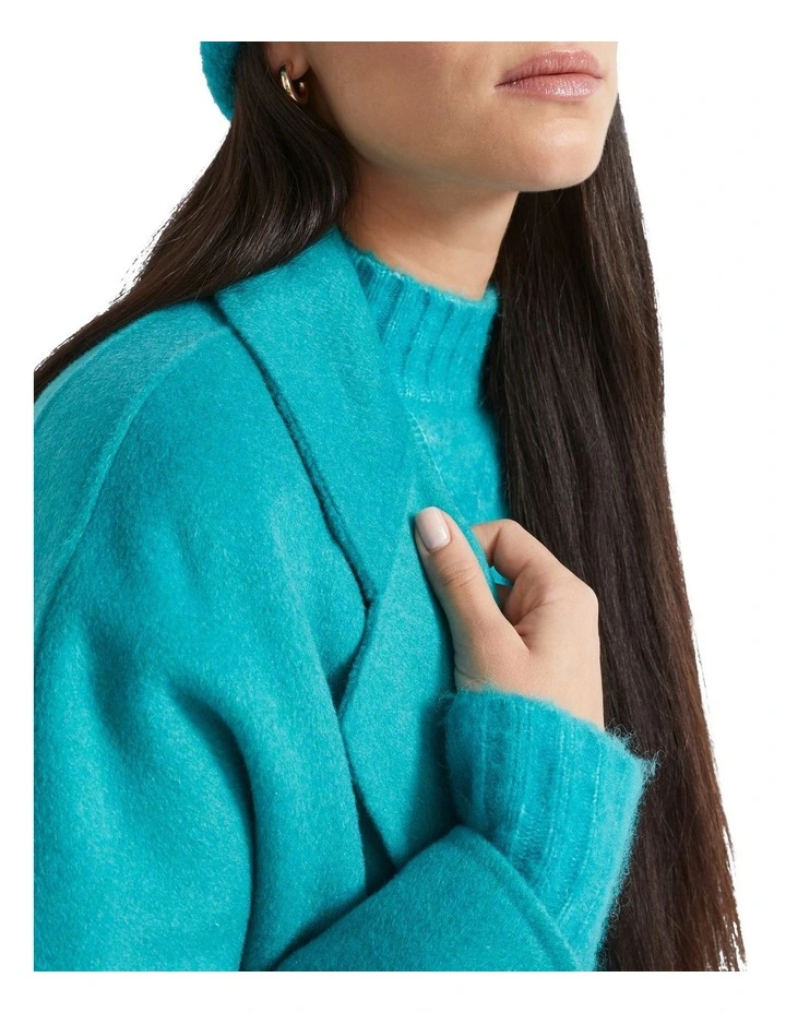 Fluffy Knit Beanie in Peacock Blue image 3
