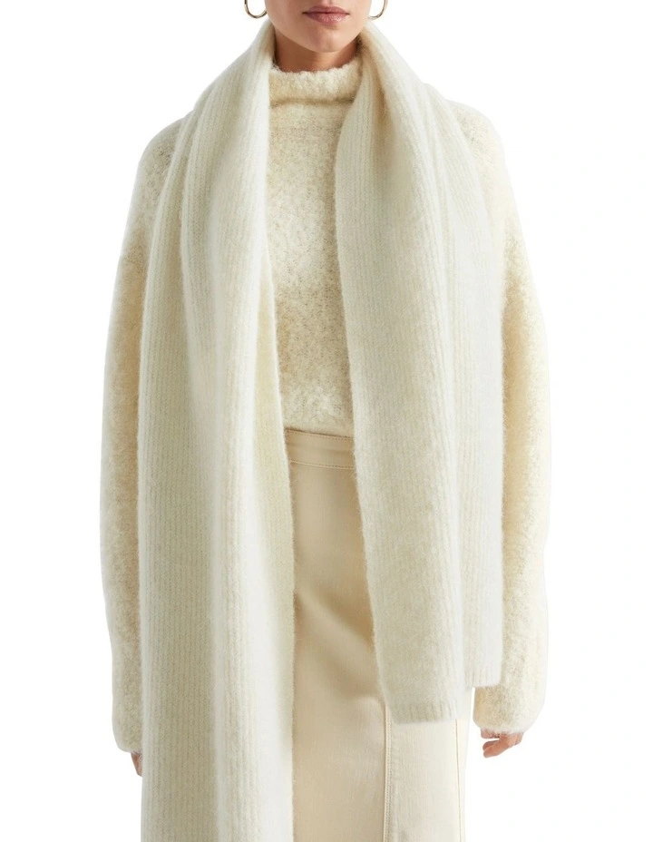 Fluffy Rib Knit Scarf In Vanilla Cream image 2