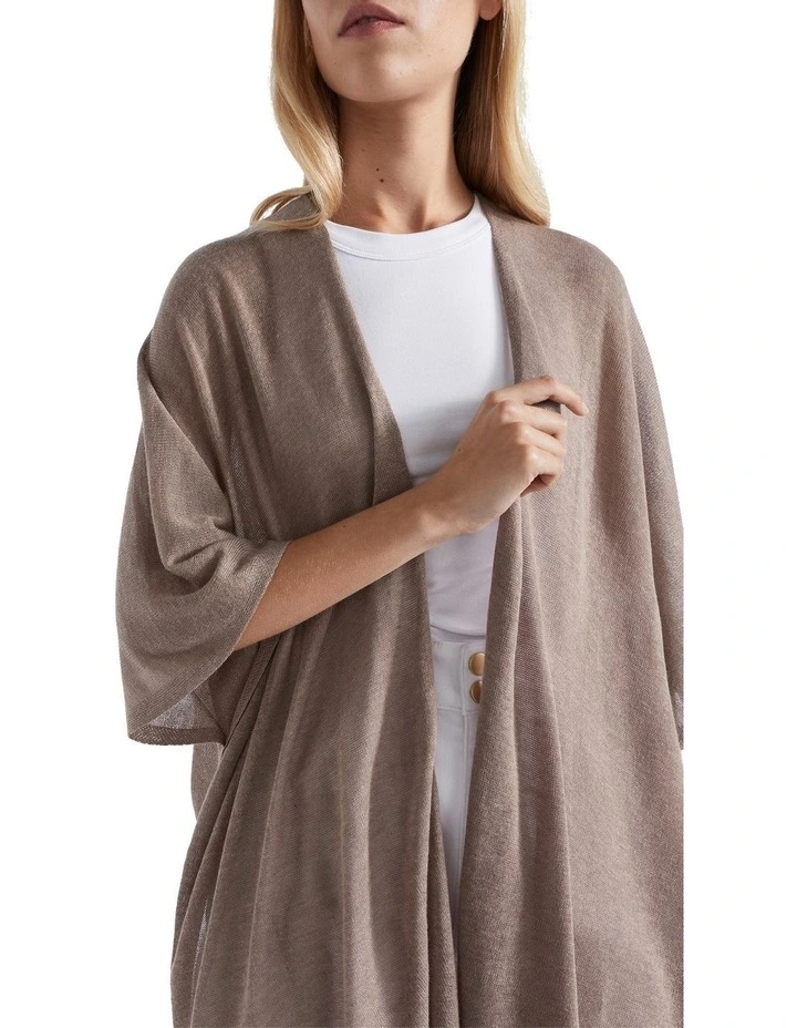 Fine Knit Poncho in Cookie image 2
