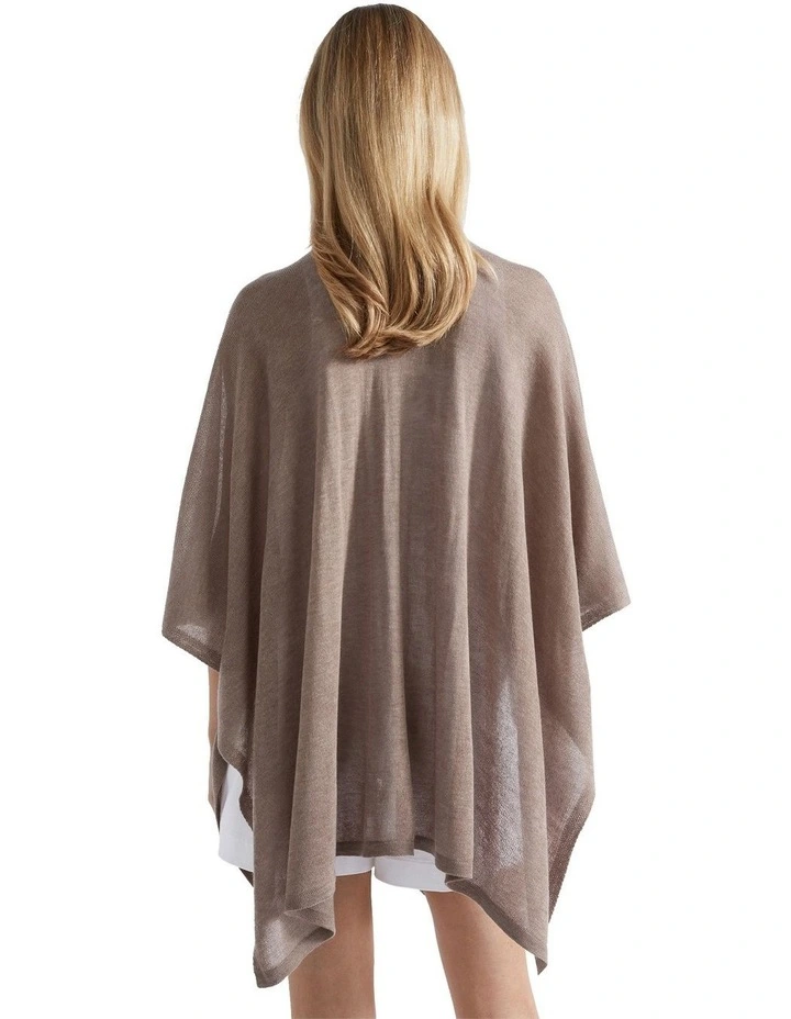 Fine Knit Poncho in Cookie image 3