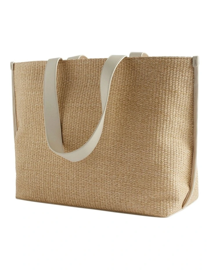 Raffia Tote in Stone Natural image 3
