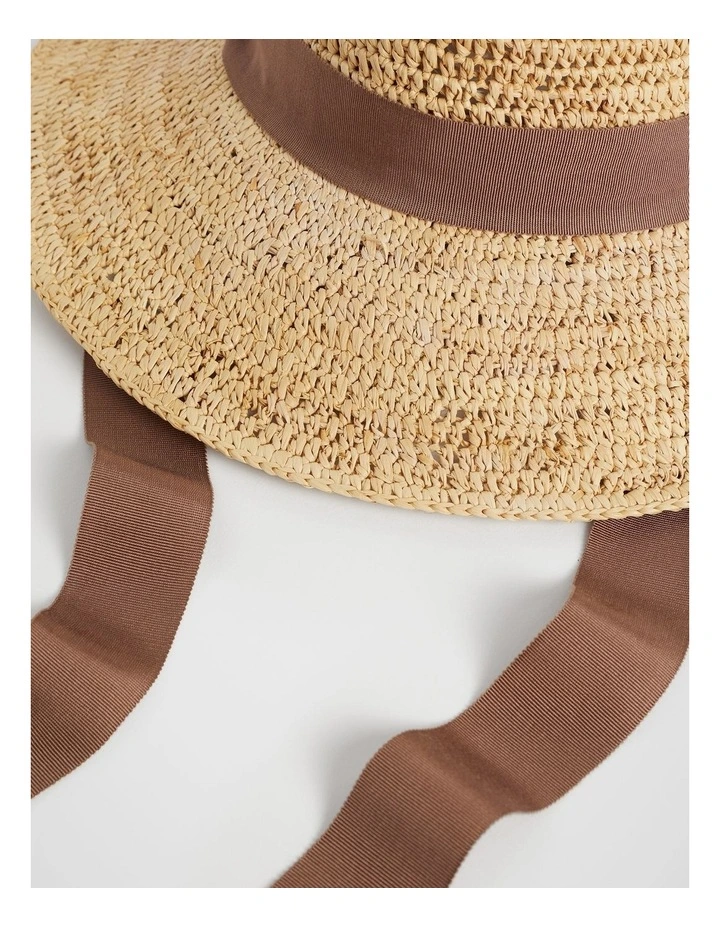 Raffia Bucket Hat in Natural image 3