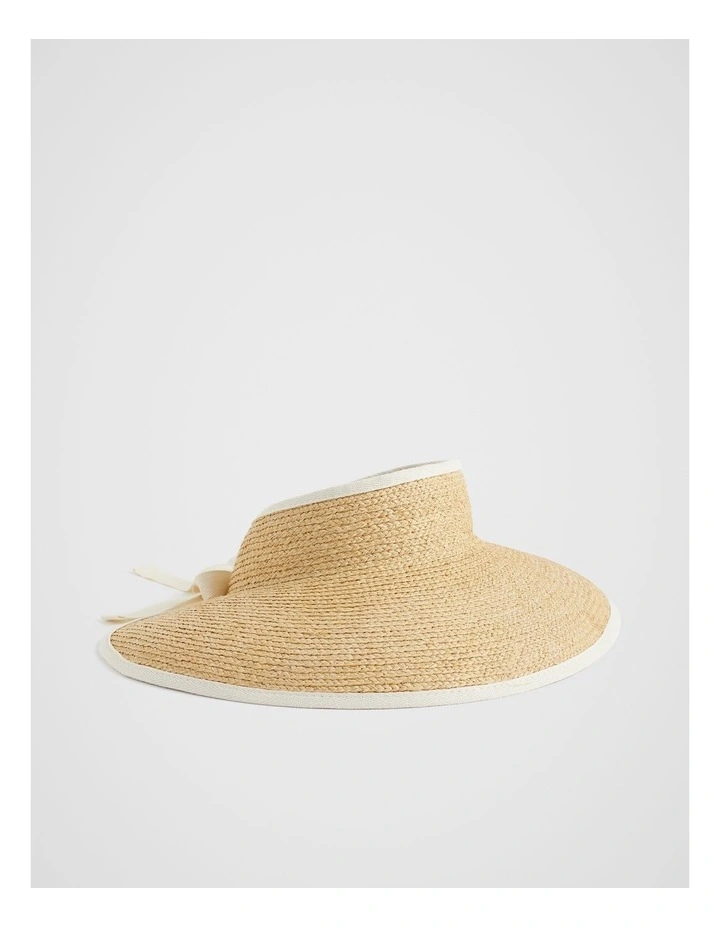 Raffia Visor Hat in Natural image 1
