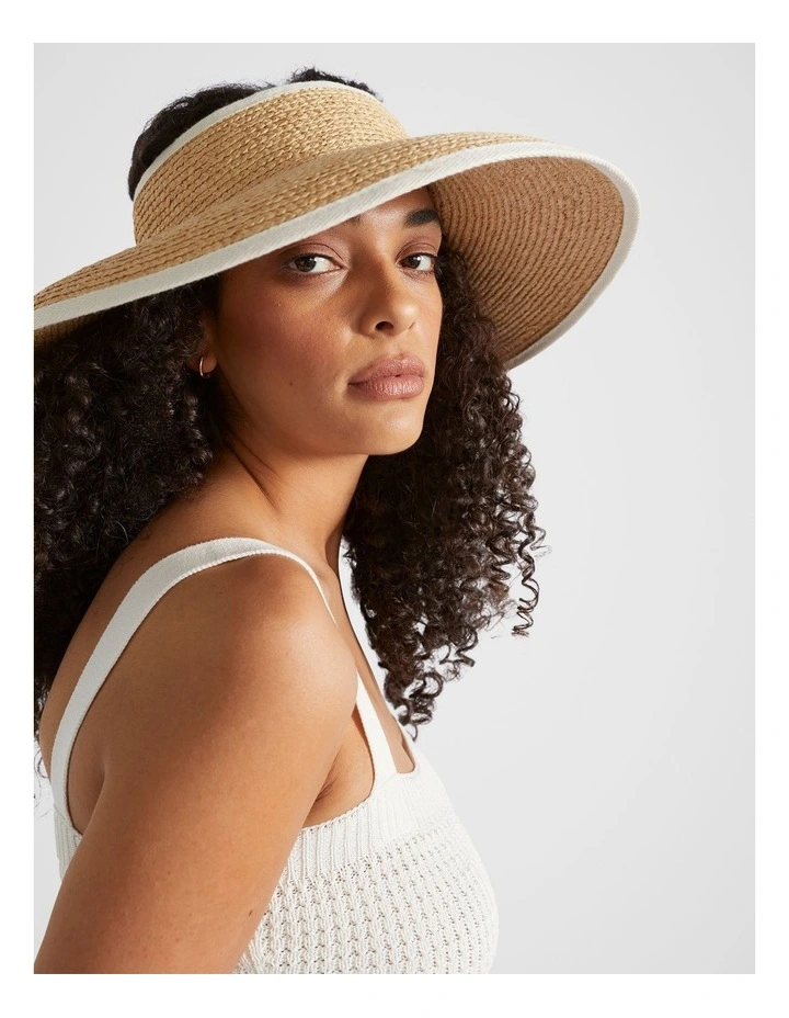 Raffia Visor Hat in Natural image 2