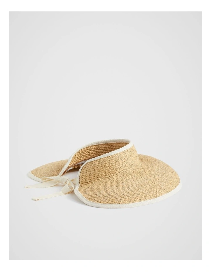 Raffia Visor Hat in Natural image 3