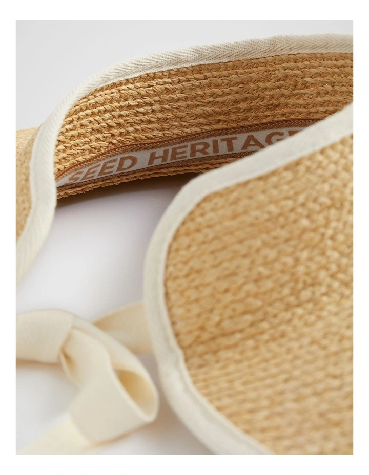 Raffia Visor Hat in Natural image 4