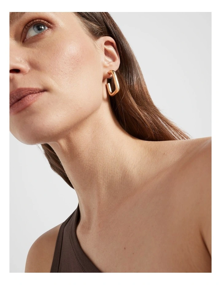Rectangle Hoop Earring in Gold image 2