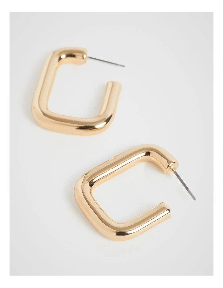Rectangle Hoop Earring in Gold image 3