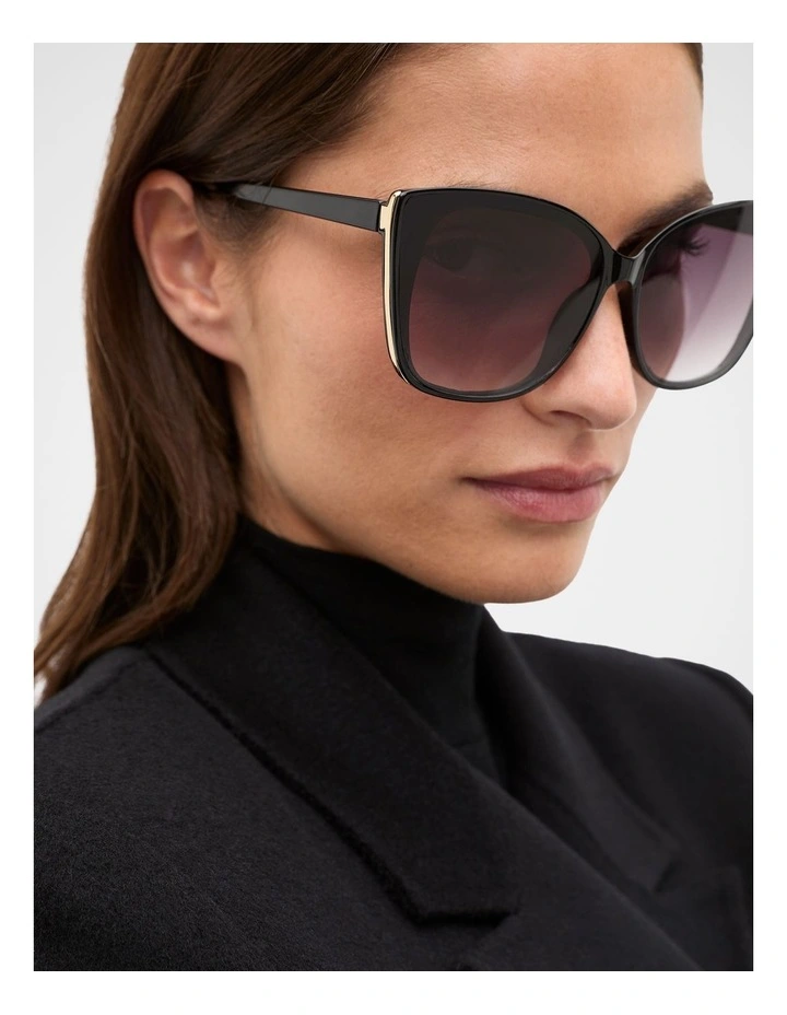 Hannah D Frame Sunglasses in Black image 2