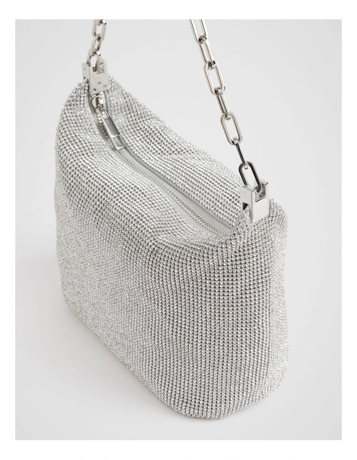 Embellished Shoulder Bag in Silver image 4