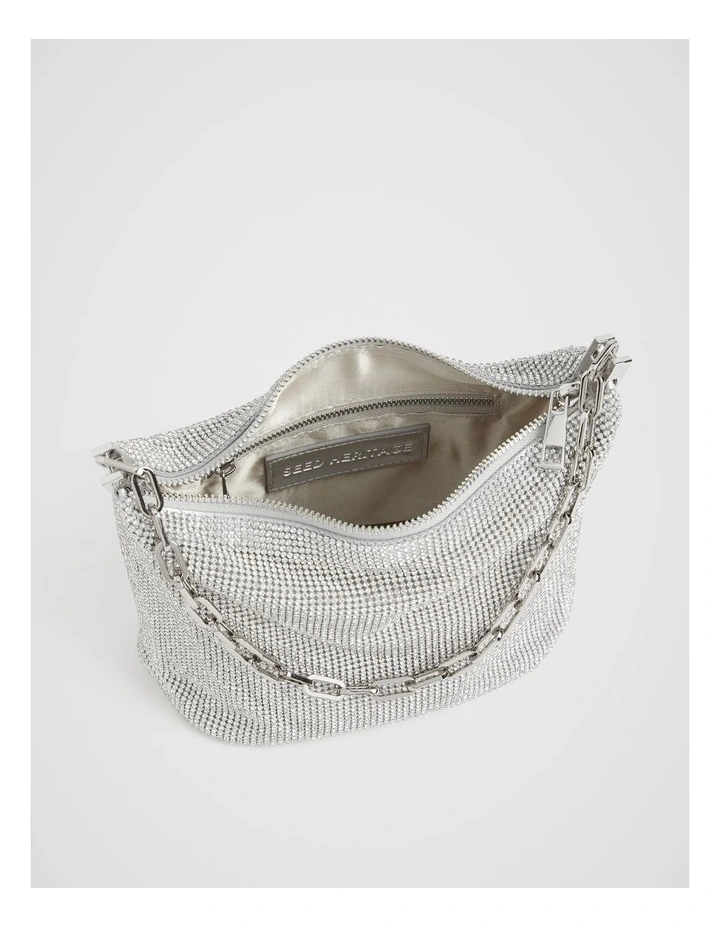Embellished Shoulder Bag in Silver image 5