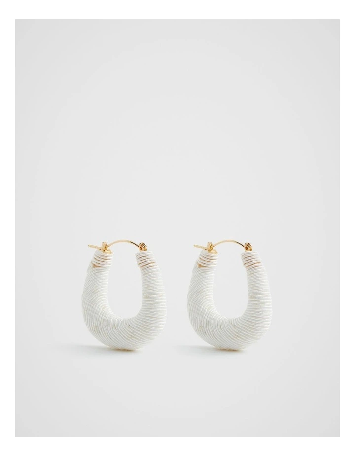 Thread Wrapped Hoop Earring in White image 1