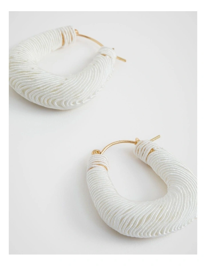Thread Wrapped Hoop Earring in White image 3