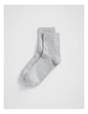 Quarter Crew Sock in Light Grey Marle