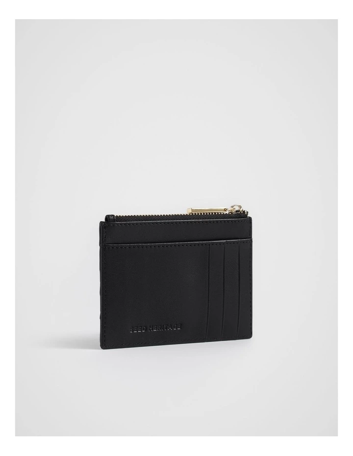 Leather Woven Card Holder in Black image 2