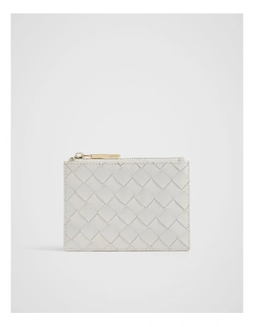 Leather Woven Card Holder in Bone