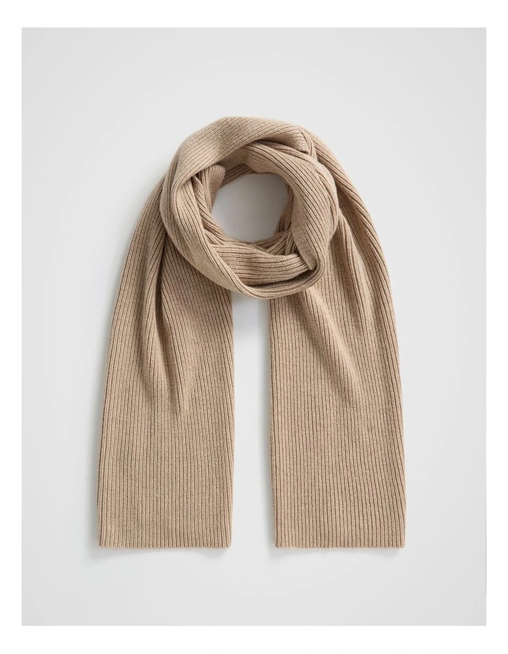 Seed Heritage Rib Knit Scarf in Champagne Beige Marle | MYER