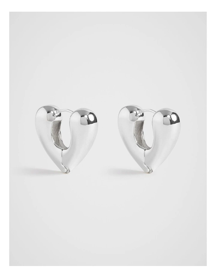 Heart Hoop Earring in Silver image 1