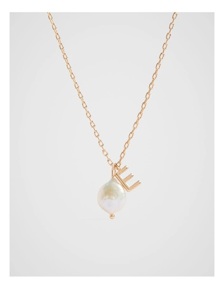Pearl Alphabet Necklace E in Gold image 1