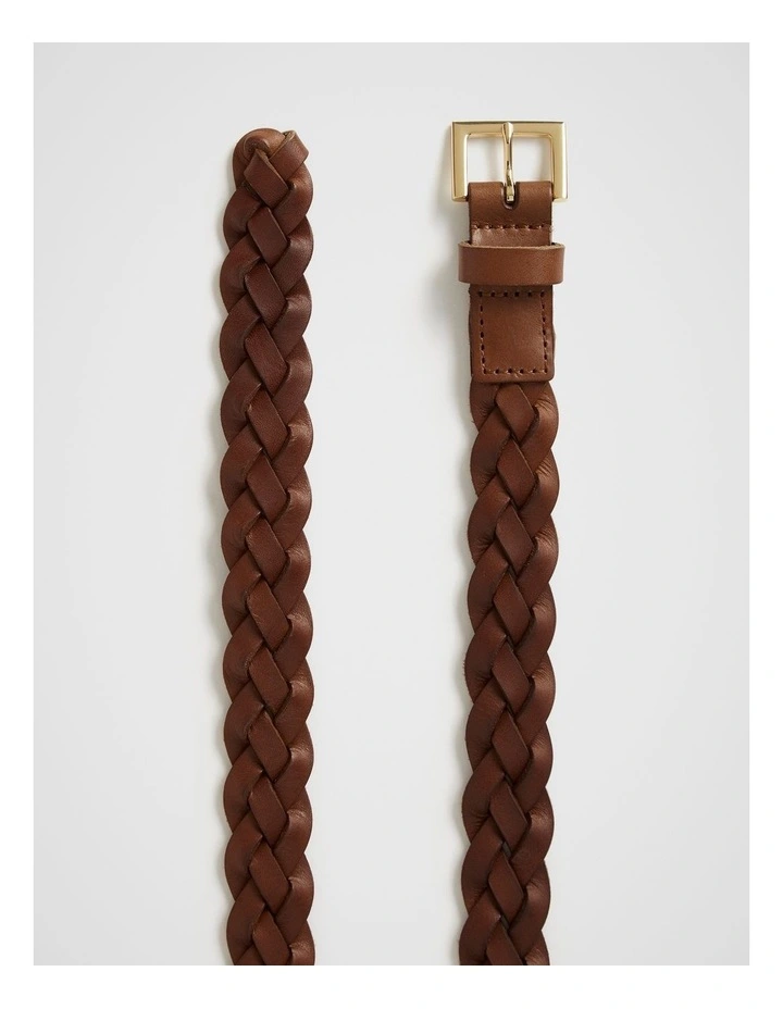 Beck Narrow Woven Belt in Tan image 2