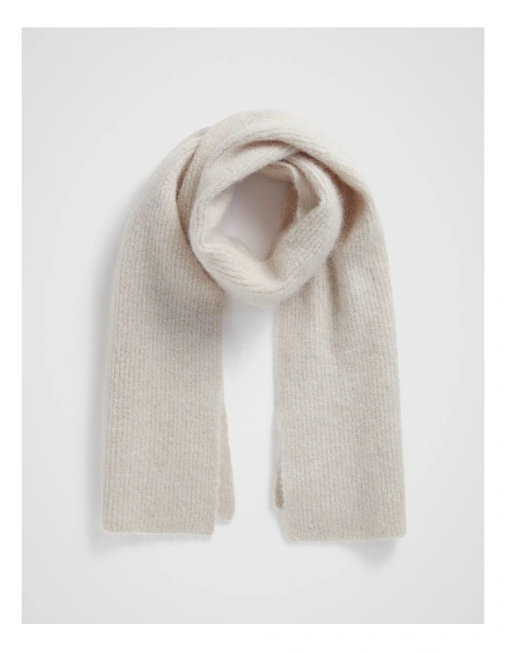 Fluffy Knit Rib Scarf in Oat image 1