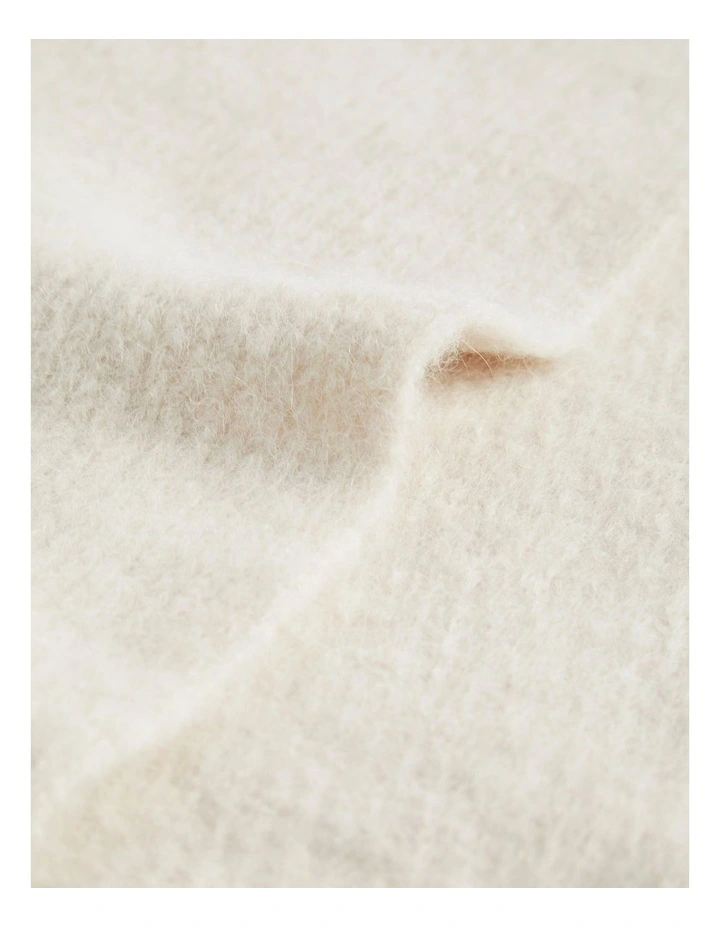 Fluffy Knit Rib Scarf in Oat image 3