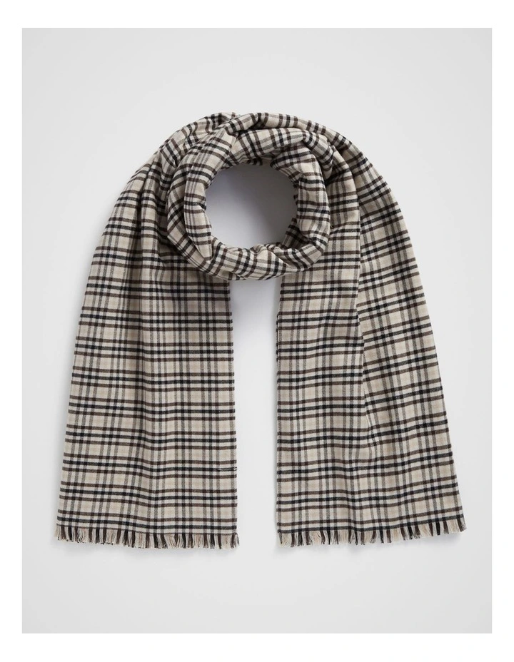 Mini Check Scarf in Espresso Multi image 1