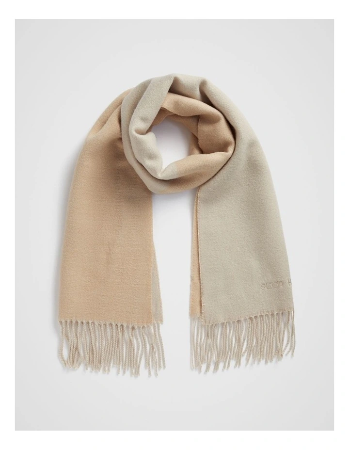 Two Tone Logo Scarf in Champagne Beige Multi image 1
