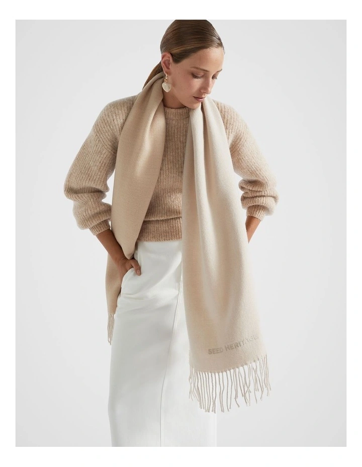 Two Tone Logo Scarf in Champagne Beige Multi image 2