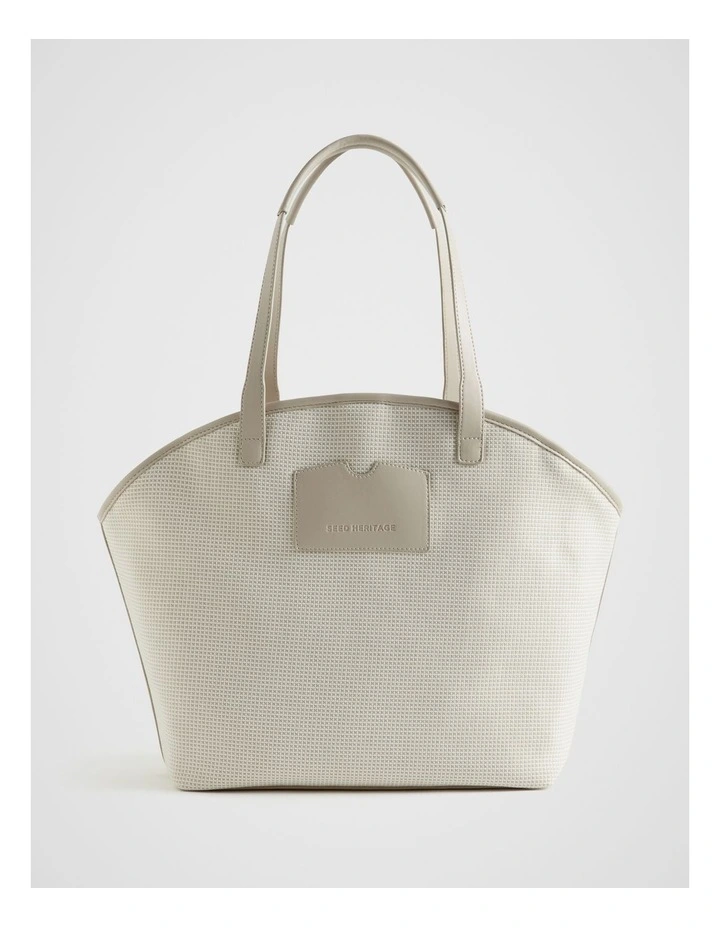 Pocket Detail Fabric Tote in Oat image 1