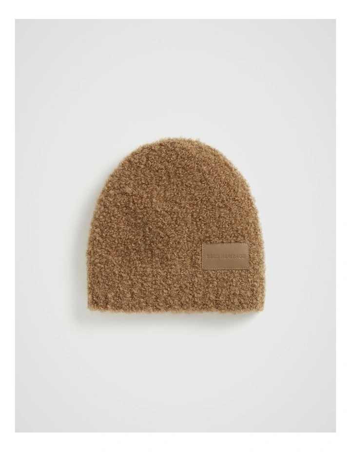 Boucle Logo Detail Beanie in Deep Chai image 1