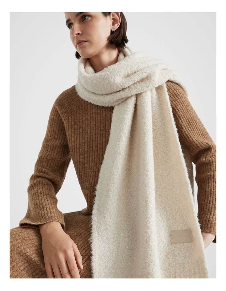 Boucle Logo Detail Scarf in Oat image 2