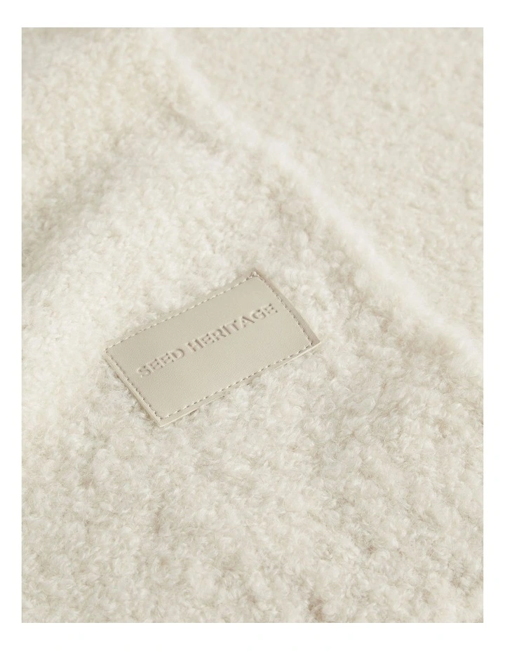 Boucle Logo Detail Scarf in Oat image 3