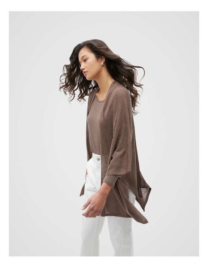 Fine Knit Poncho in Affogato image 2