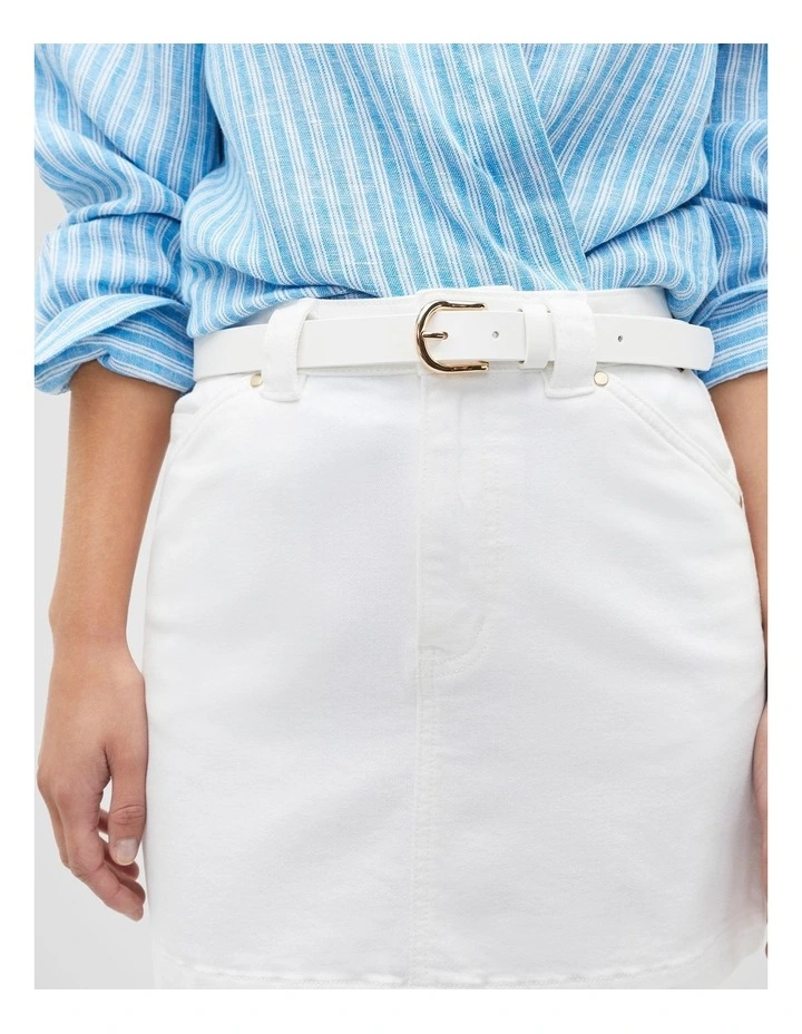Rory Leather Belt in White image 2
