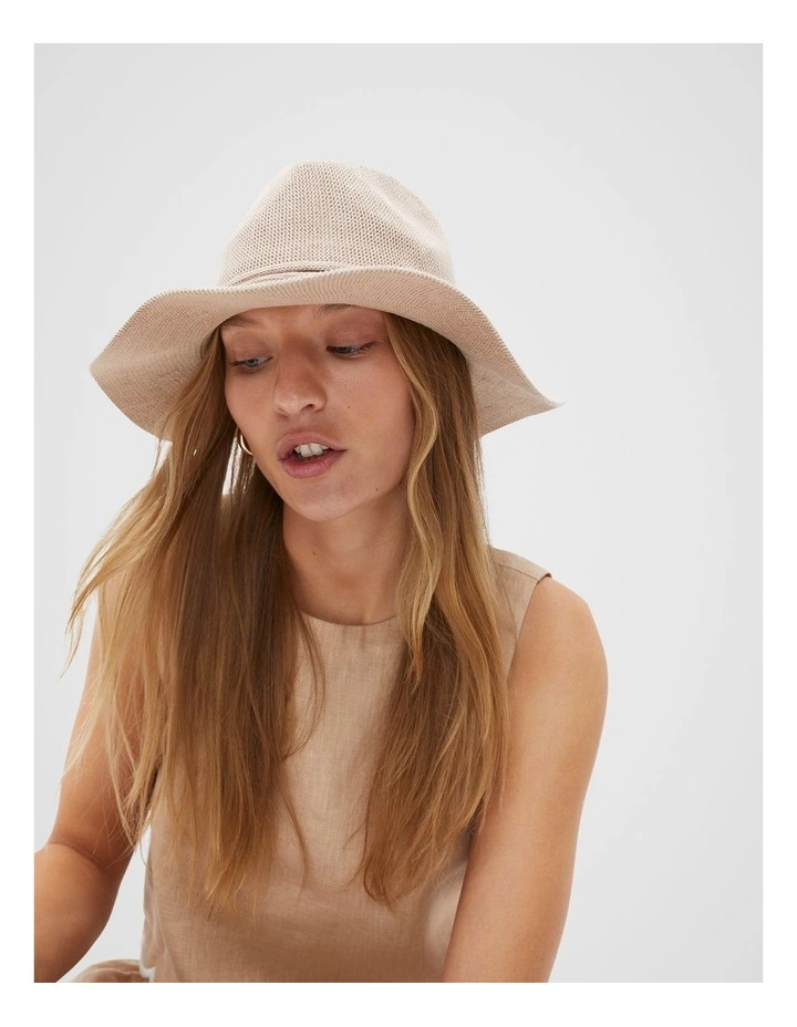 Knit Fedora in Beige image 2