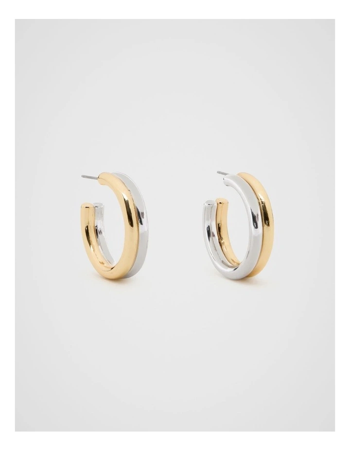 Two Tone Hoop Earring in Gold Silver image 1