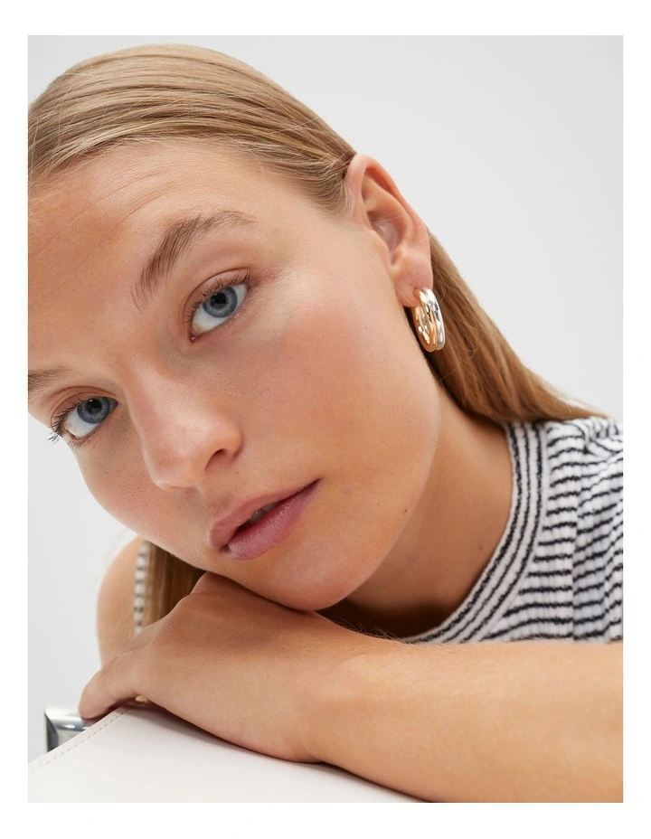 Two Tone Hoop Earring in Gold Silver image 2