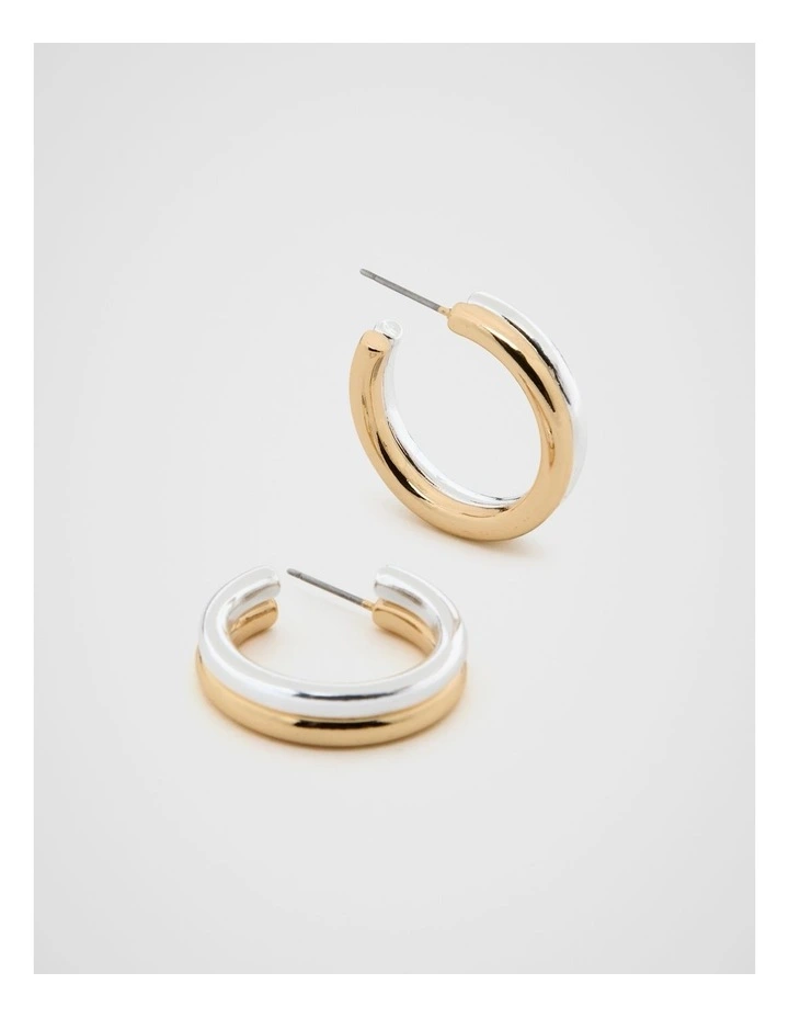 Two Tone Hoop Earring in Gold Silver image 3