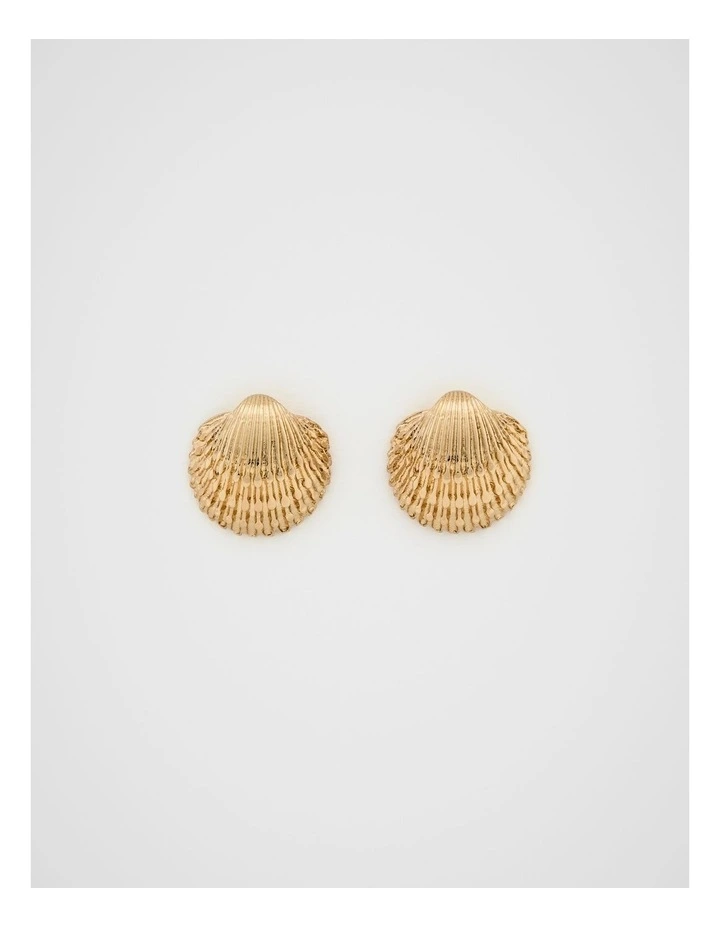 Shell Stud Earrings in Gold image 1