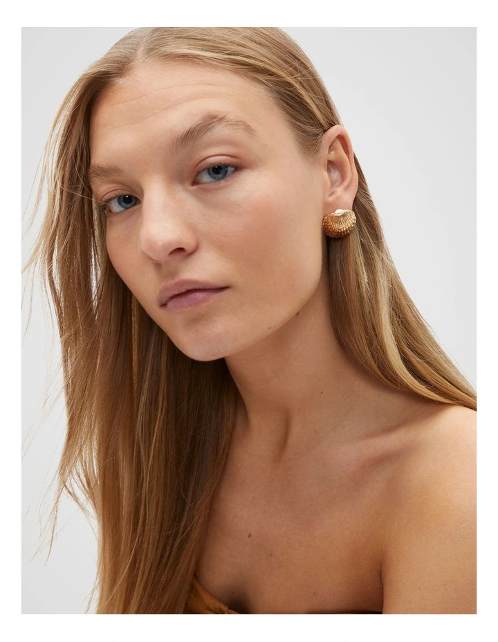 Shell Stud Earrings in Gold image 2