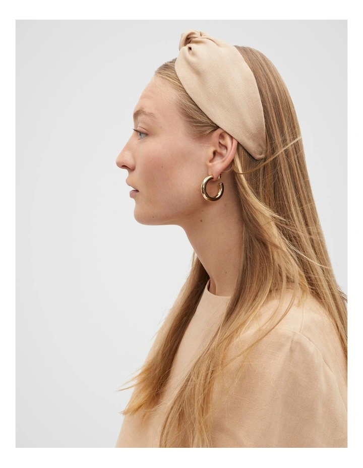 Linen Headband in Nougat image 2