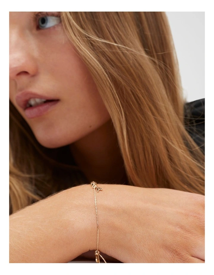 Micro Letter M Toggle Bracelet in Gold image 2