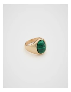 Stone Inlay Signet Ring in Green