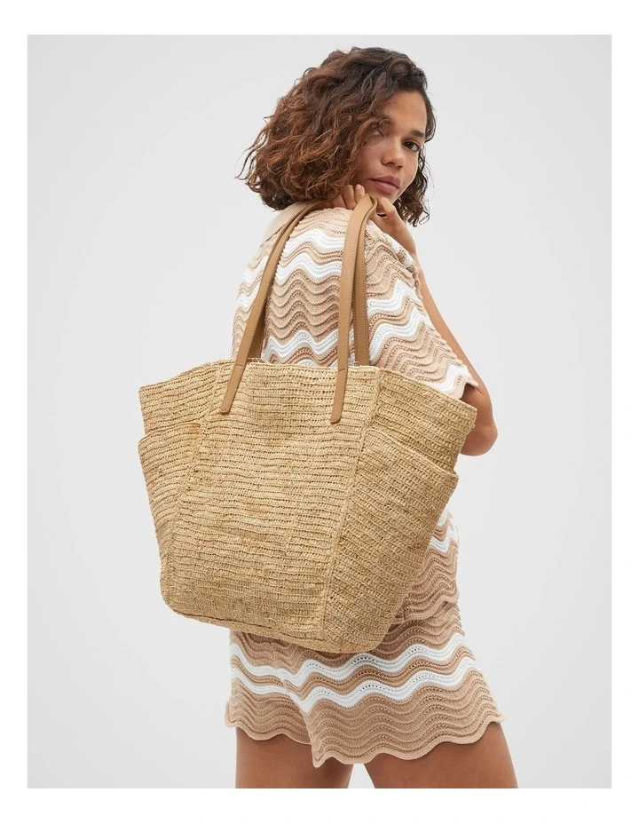 Raffia Tote Bag in Natural image 2